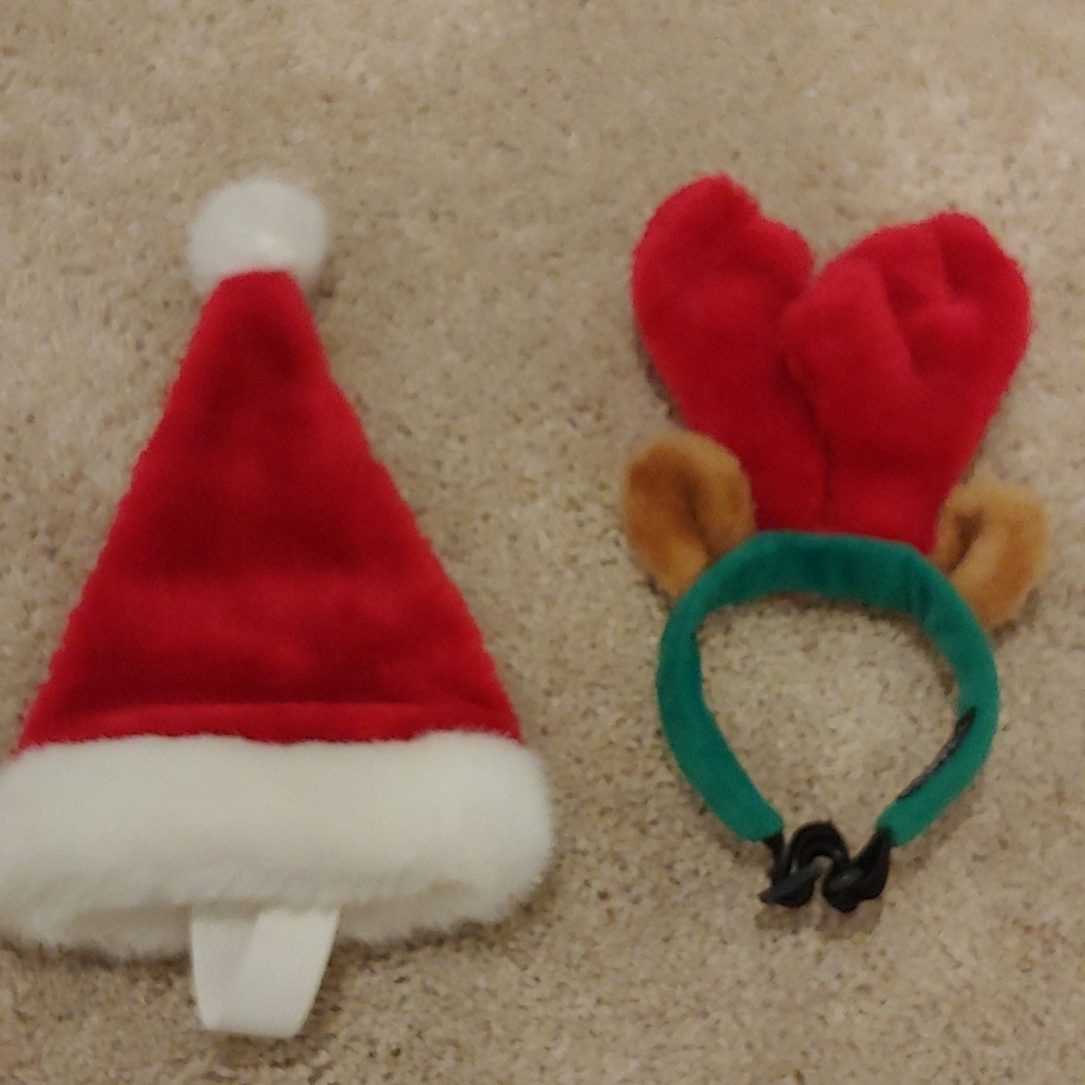 Dog (small)plush puppies santa hat & raindeer ears